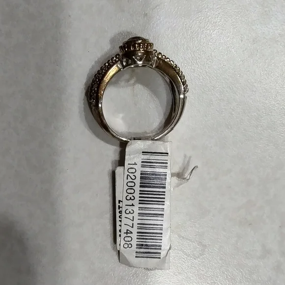 Judith Jack Ring Marcasite Silver Gold with Gem Size 7
